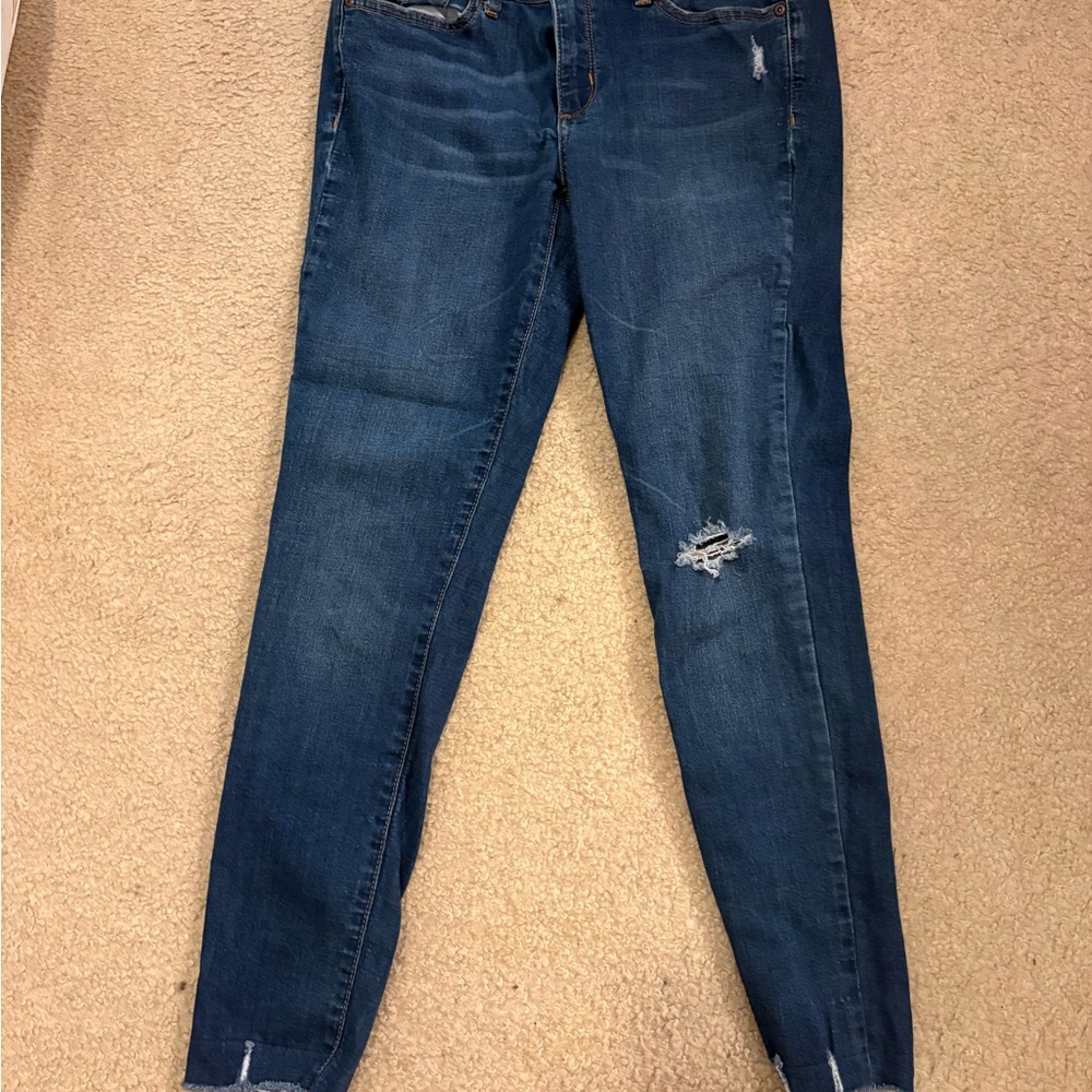 Sonoma Women's Dark Blue Skinny Jeans with Distressed Knee Detail